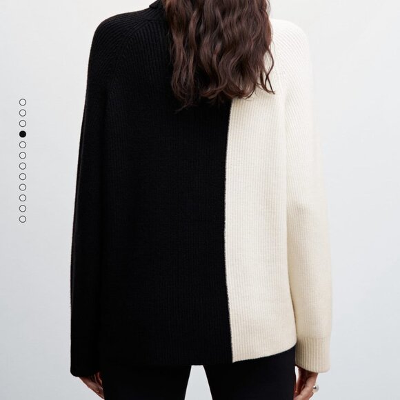 MANGO Two-tone Turtleneck Sweater M - Picture 4 of 7